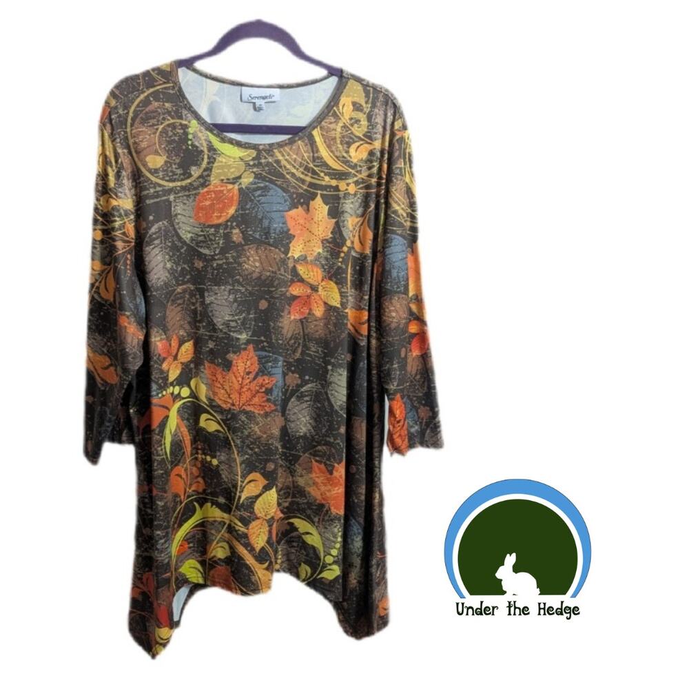 Serengeti Multi Natural Fall AsymmetricalTunic Top 2X Forest Fairy Woodland